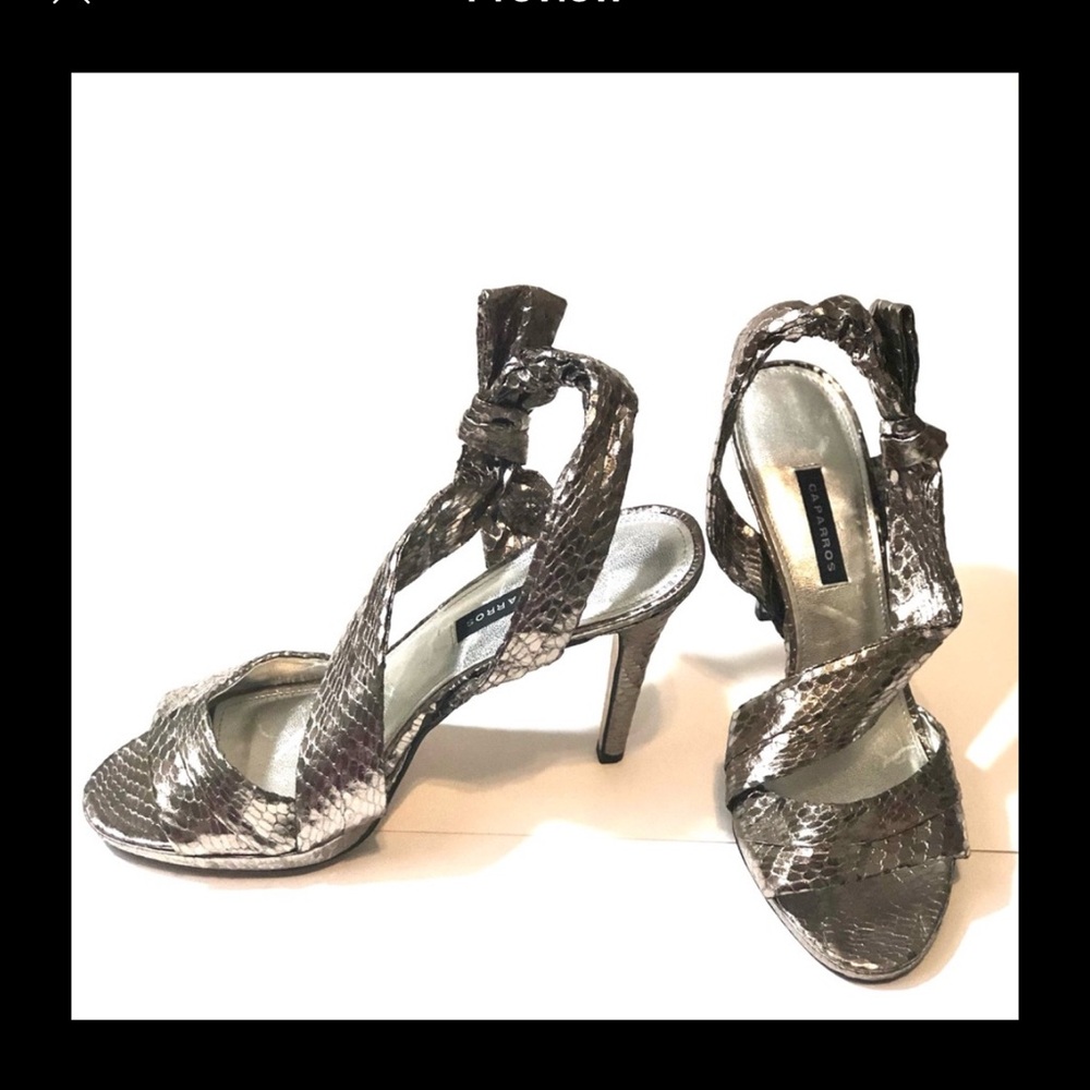 Caparros Elegant‎ Metallic Silver Strappy open toe Sling back Heels